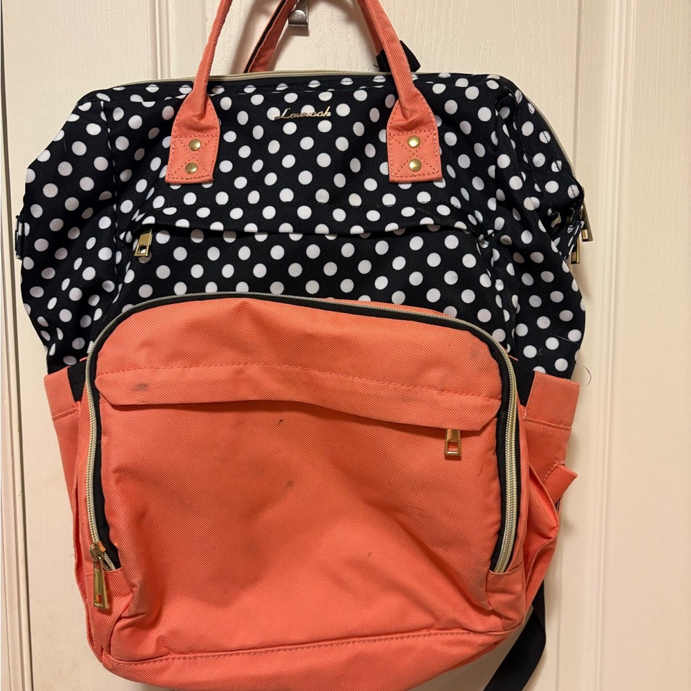 LOVEVOOK Women's Laptop Backpack USB, Black and white polka dot, 17"